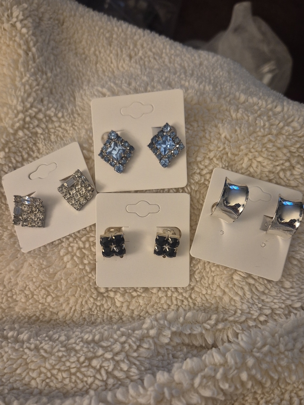 Vintage Clip On Earring Bundle Crystal Rhinestone Silver tone